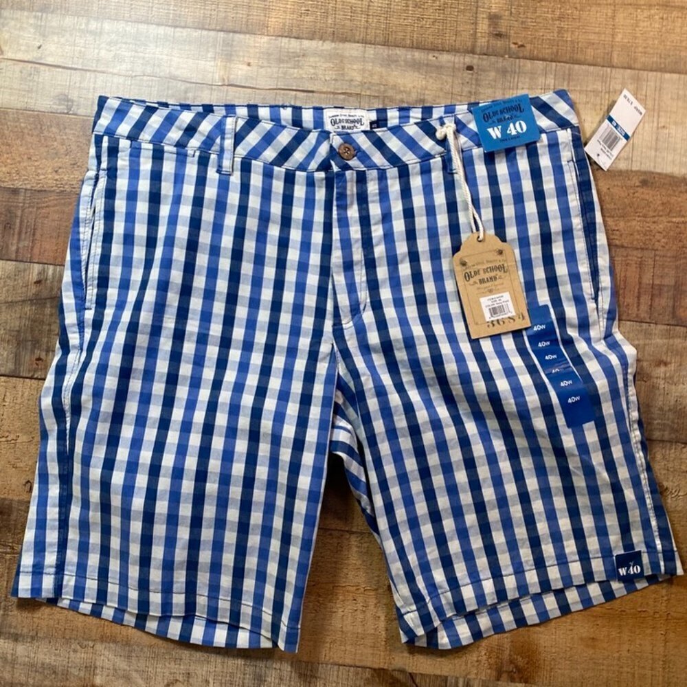 Men's Old School Navy Plaid Shorts size 40